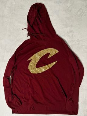 XL Maroon Hoodie with Gold Glitter Cleveland Cavaliers “C” Logo